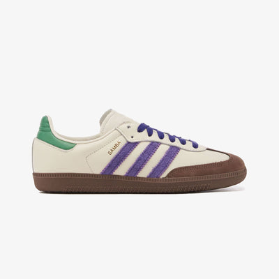 Adidas Originals | SAMBA OG  { OFF WHITE/PURPLE/GREEN