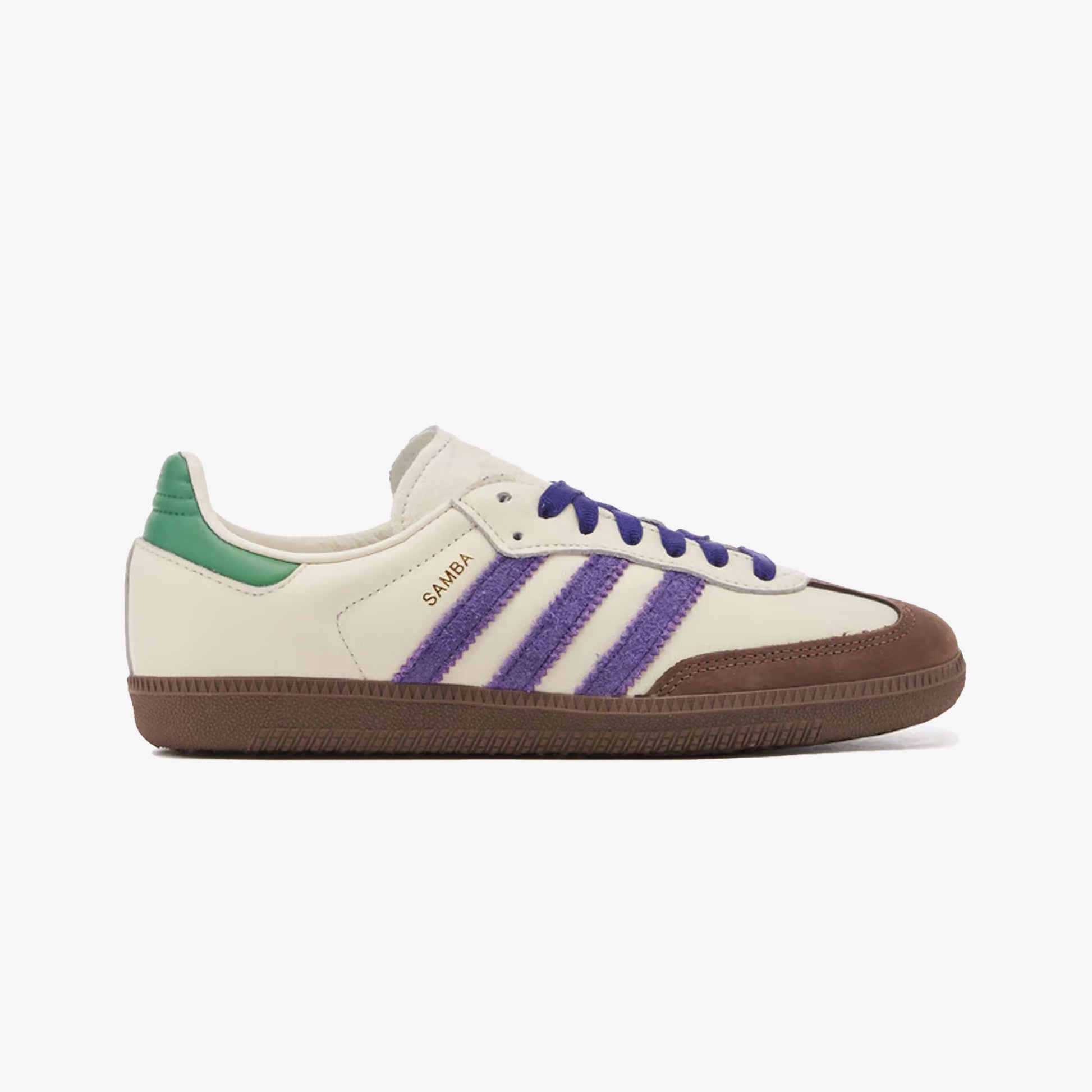 Adidas Originals | SAMBA OG  { OFF WHITE/PURPLE/GREEN