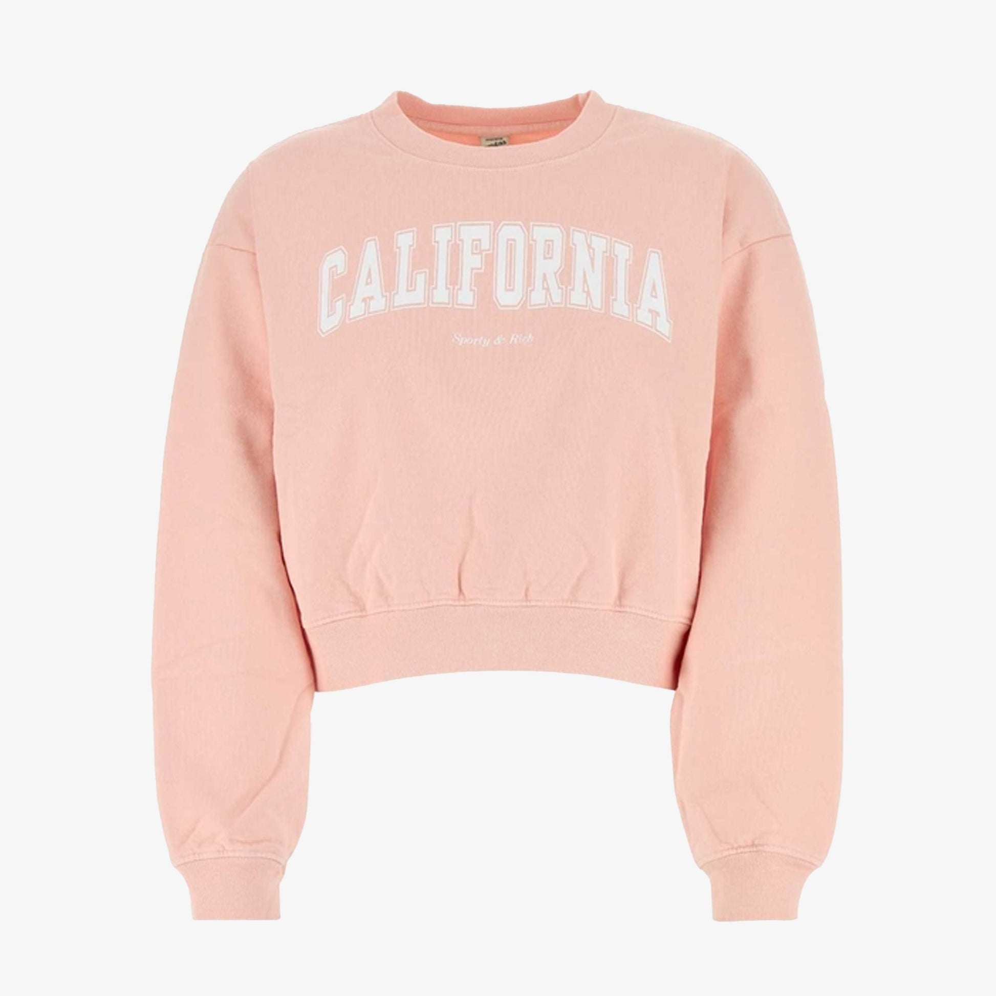 SPORTY & RICH | CALIFORNIA CROPPED CREWNECK { BALLET/WHITE