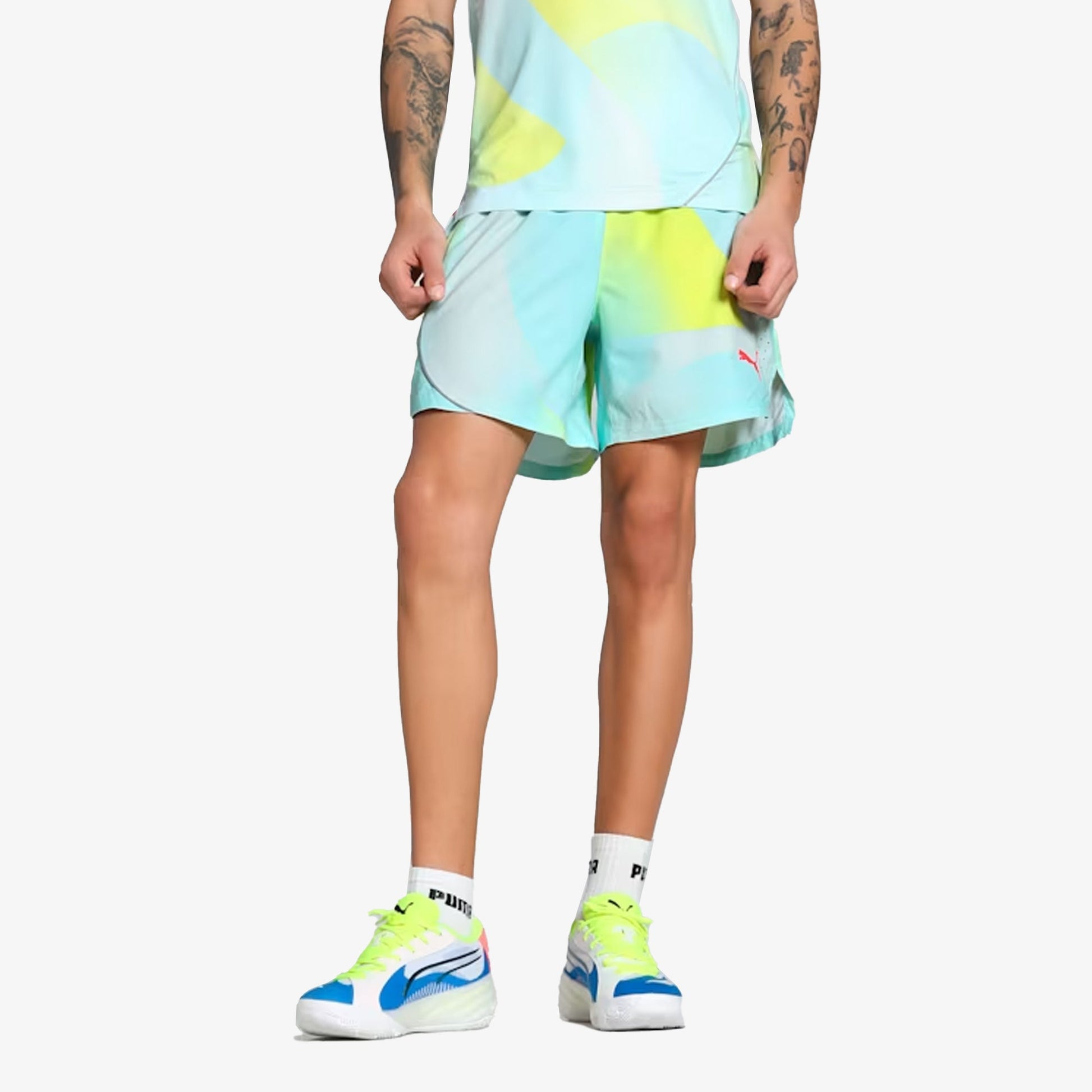 PUMA | X ALL-PRO ALL-OVER PRINT SHORTS { NITRO BLUE
