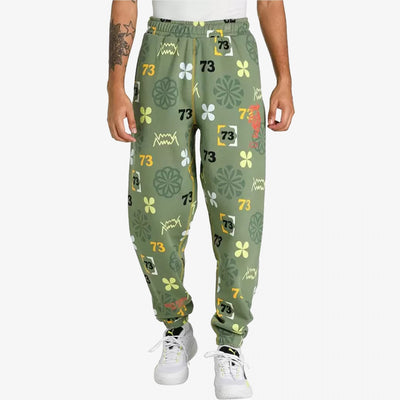 Puma | RUN IT BACK PRINTED BASKETBALL SWEATPANTS  { DUSTY GREEN