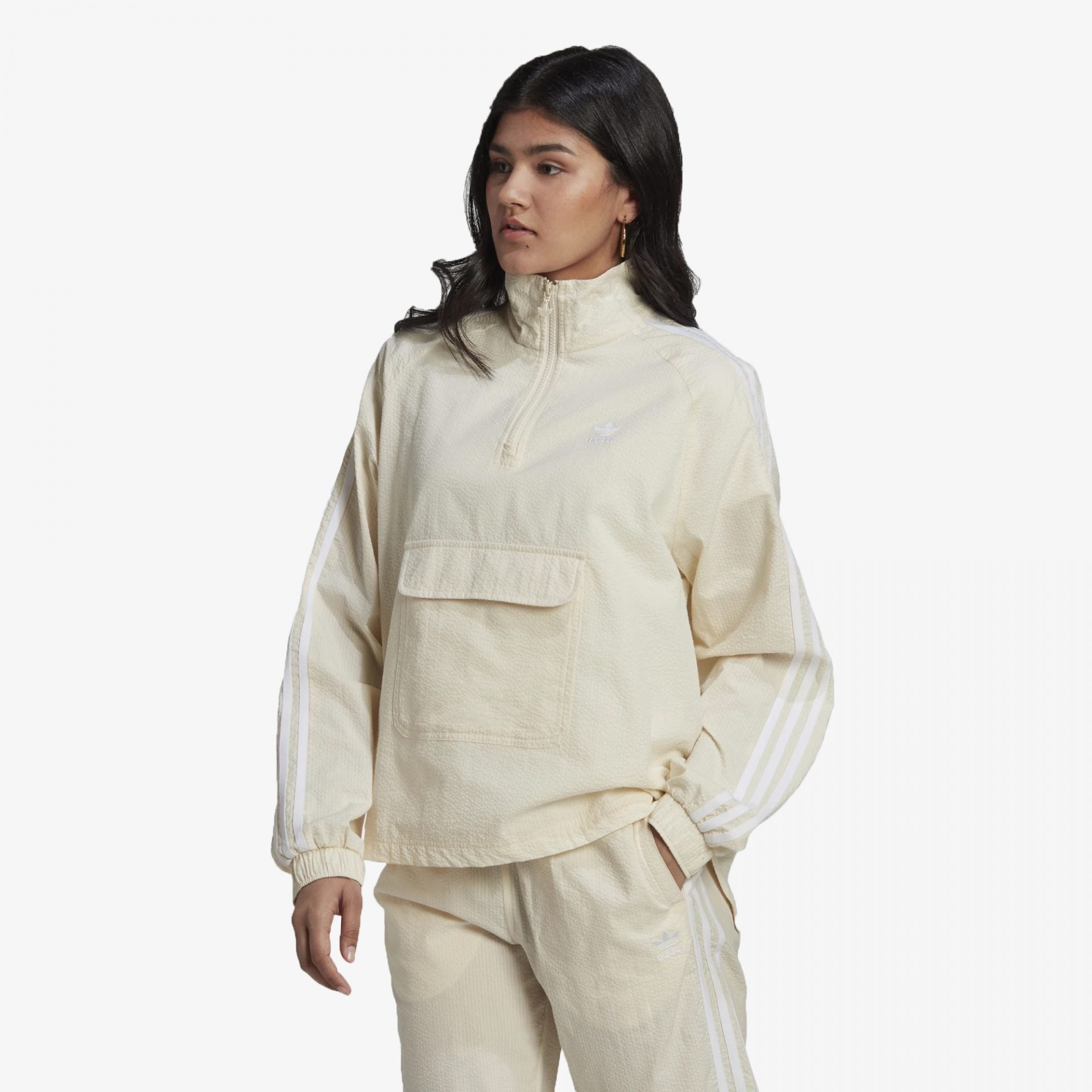 Adidas Originals | ADICOLOR CLASSICS POPLIN HALF-ZIP TRACK JACKET  { WONDER WHITE