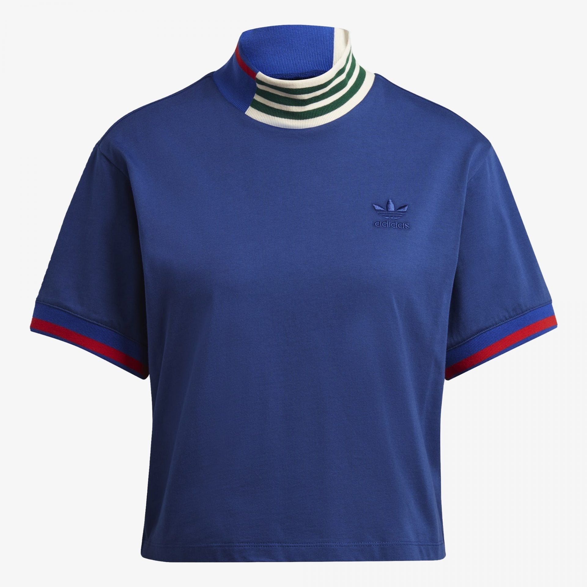 Adidas Originals | RIB COLLAR CROP TEE  { VICTORY BLUE