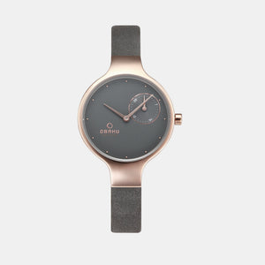 Eng Pebble Women Quartz Grey Dial Analog Leather Watch V201LDVJRJ