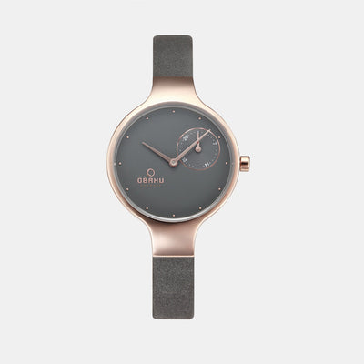 Eng Pebble Women Quartz Grey Dial Analog Leather Watch V201LDVJRJ