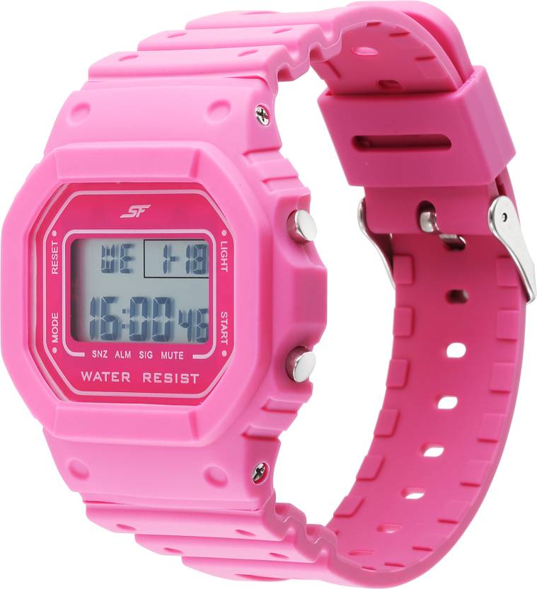 Hexa Pink Digital Dial Polyurethane Strap