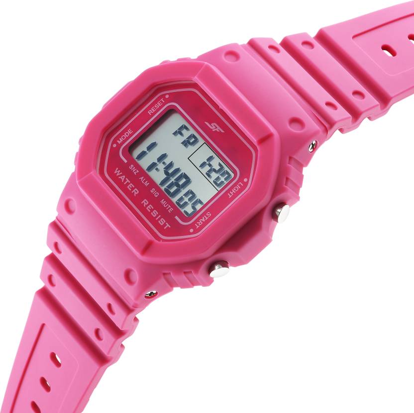Hexa Pink Digital Dial Polyurethane Strap