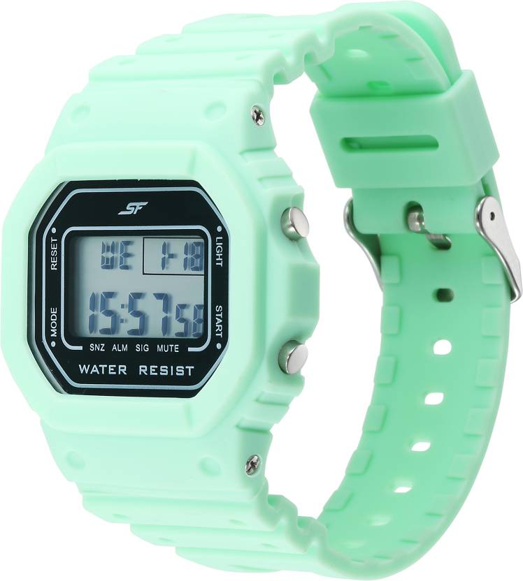 Hexa Green Digital Dial Polyurethane Strap