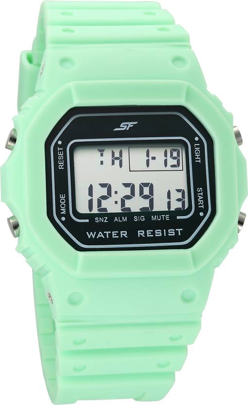 Hexa Green Digital Dial Polyurethane Strap