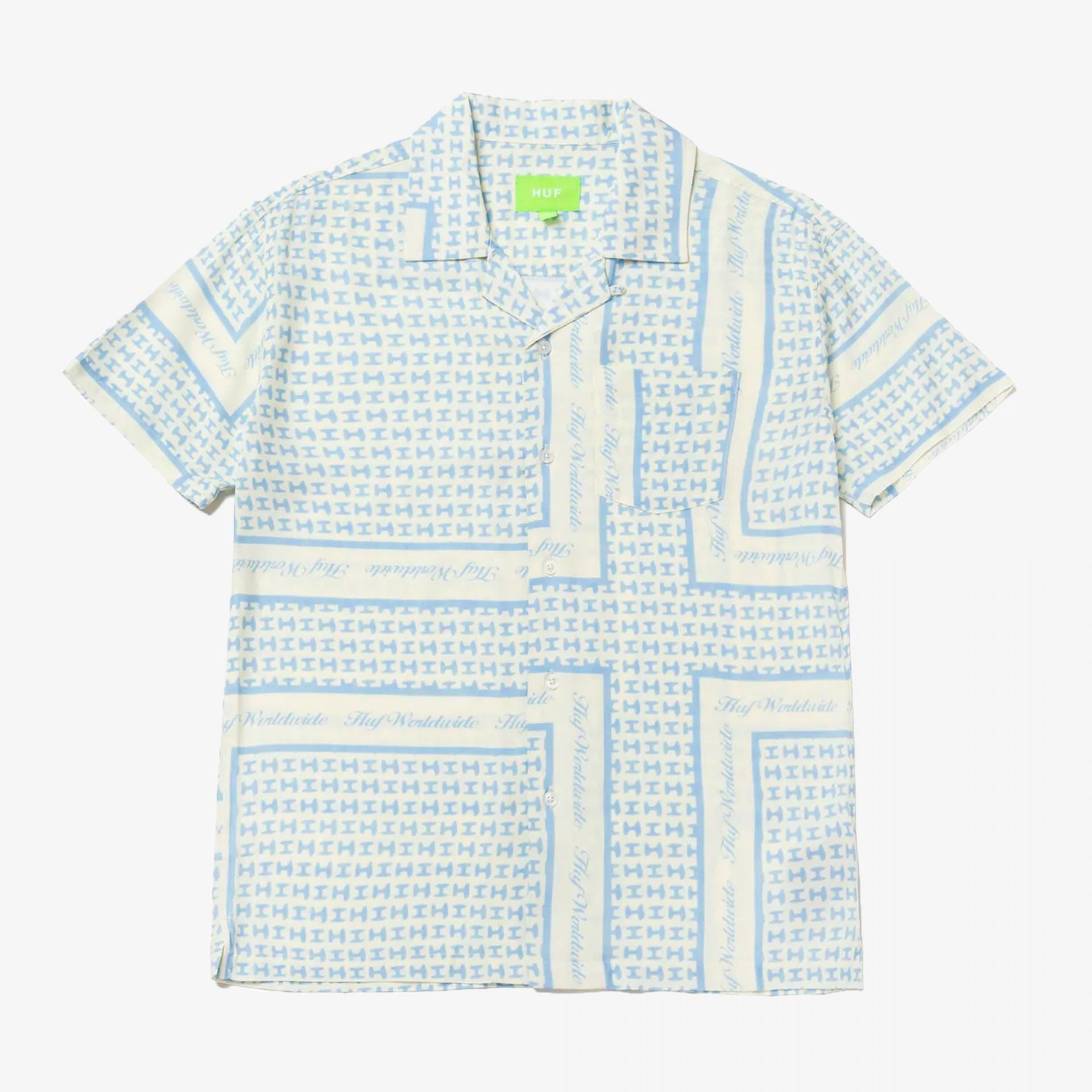 HUF | SCARF RESORT WOVEN TOP  { WHITE/BLUE
