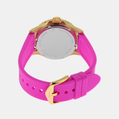 Fb-01 Women Quartz Pink Dial Analog Silicone Watch ES5290