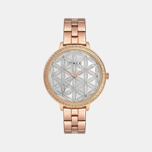 Fashion Women Quartz Silver Dial Analog Stainless Steel Watch TWEL14708
