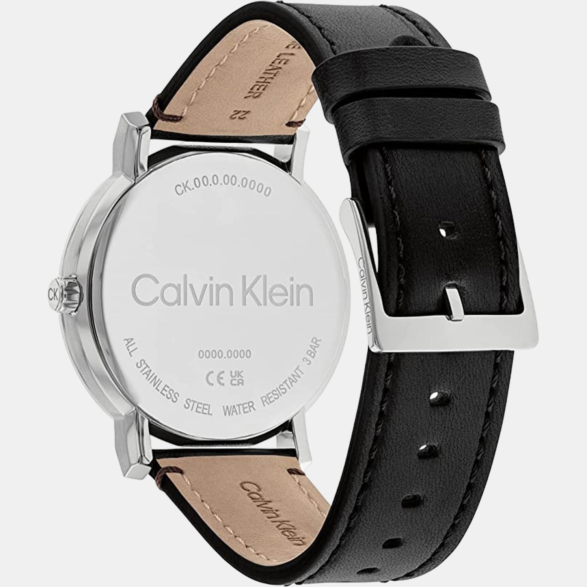 Ck Slate Men Quartz Black Dial Analog Leather Watch 25200262