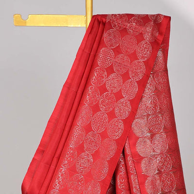 Red buttas mayuri soft silk saree with self-border & pallu of intricate zari design