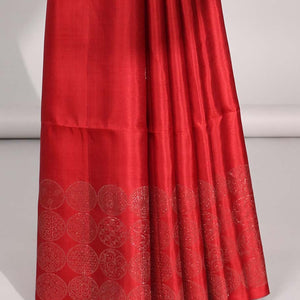 Red buttas mayuri soft silk saree with self-border & pallu of intricate zari design