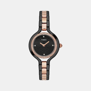 Fria Women Quartz Black Dial Analog Stainless Steel Watch TWEL14010