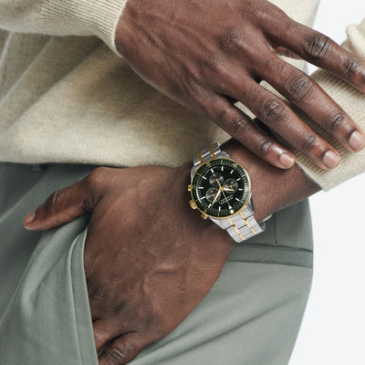 Heritage Men Quartz Green Dial Chronograph Stainless Steel Watch 3650167