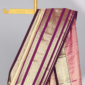 Cream Semi banaras tissue saree with contrast traditional zari border & pallu of intricate design