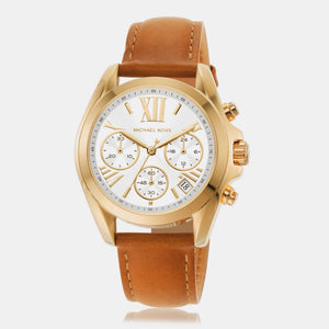 Bradshaw Women Quartz White Dial Chronograph Leather Watch MK2961