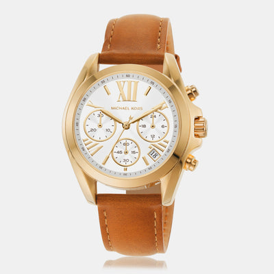 Bradshaw Women Quartz White Dial Chronograph Leather Watch MK2961