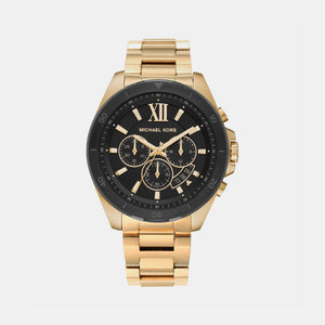 Brecken Men Quartz Black Dial Chronograph Stainless Steel Watch MK8848