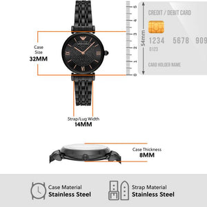 Emporio Armani Gianni T-Bar Black Dial Women 32mm
