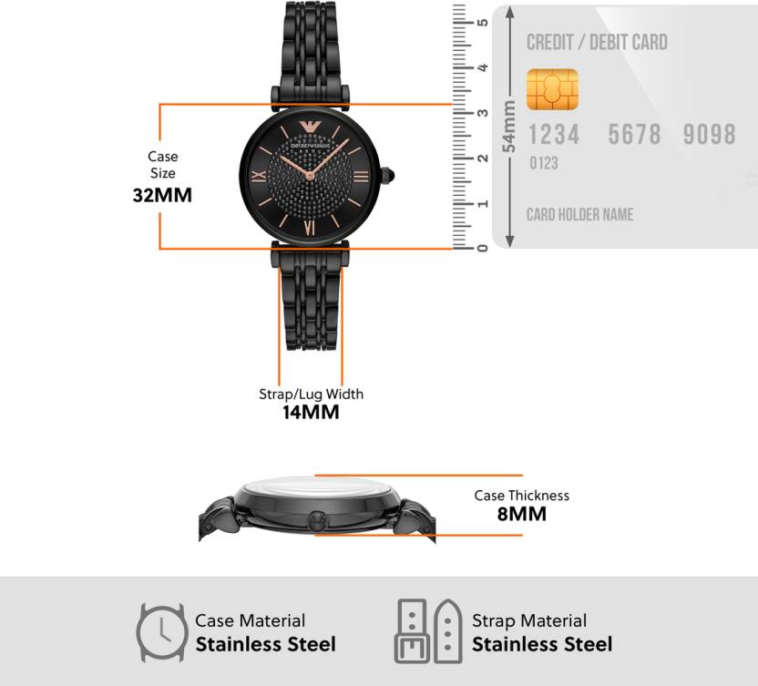 Emporio Armani Gianni T-Bar Black Dial Women 32mm