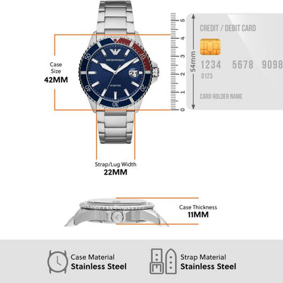 Emporio Armani Analog Blue Dial Men 42mm