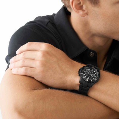 Everest Men Quartz Black Dial Chronograph Silicone Watch MK8980
