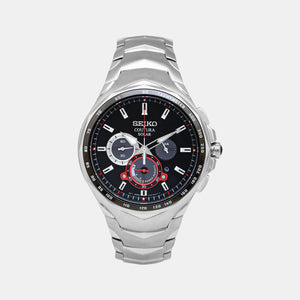 Coutura Men Solar Black Dial Chronograph Stainless Steel Watch SSC743P9