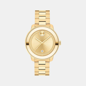 Bold Women Quartz Gold Dial Analog Stainless Steel Watch 3600871