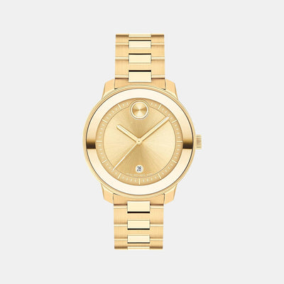 Bold Women Quartz Gold Dial Analog Stainless Steel Watch 3600871