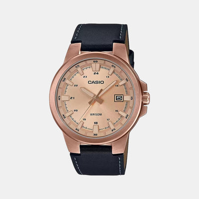 Enticer Men Quartz Rose Gold Dial Analog Leather Watch A1827