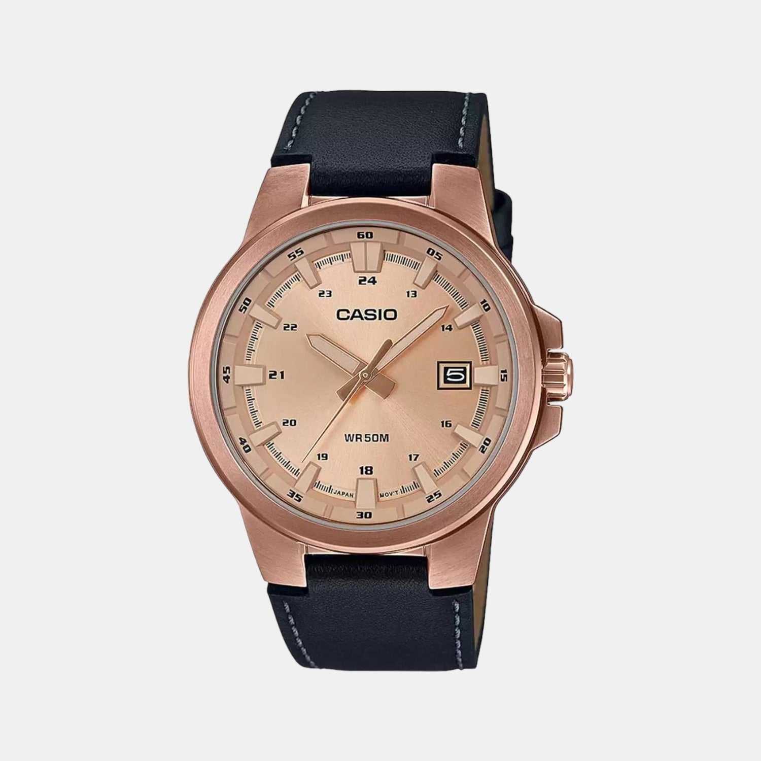 Enticer Men Quartz Rose Gold Dial Analog Leather Watch A1827