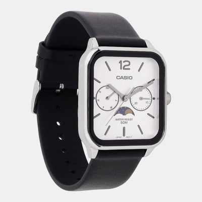 Enticer Men Quartz White Dial Chronograph Leather Watch A2186