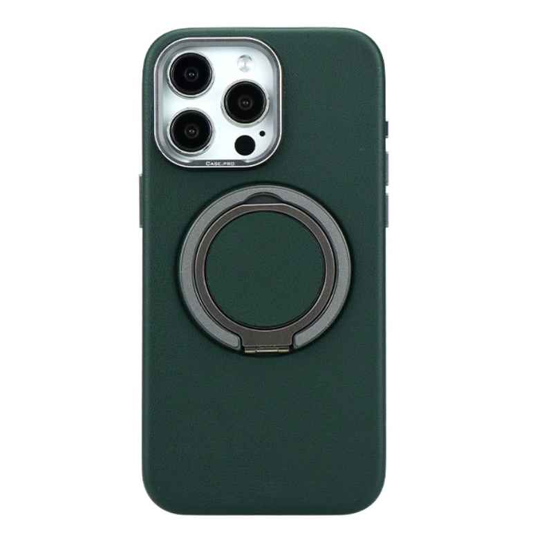 Leather Magnetic Ring Case For iPhone 15 Plus