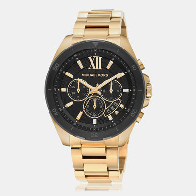 Brecken Men Quartz Black Dial Chronograph Stainless Steel Watch MK8848