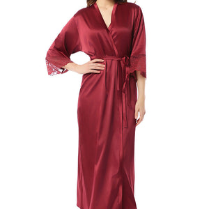 Eternal Bliss Full-length Satin Robe - Rio Red
