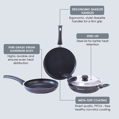 Wonderchef Renewed Platinum Plus Non-Stick Cookware Set of 4