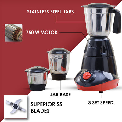 Wonderchef Renewed Capri Mixer Grinder 750W,