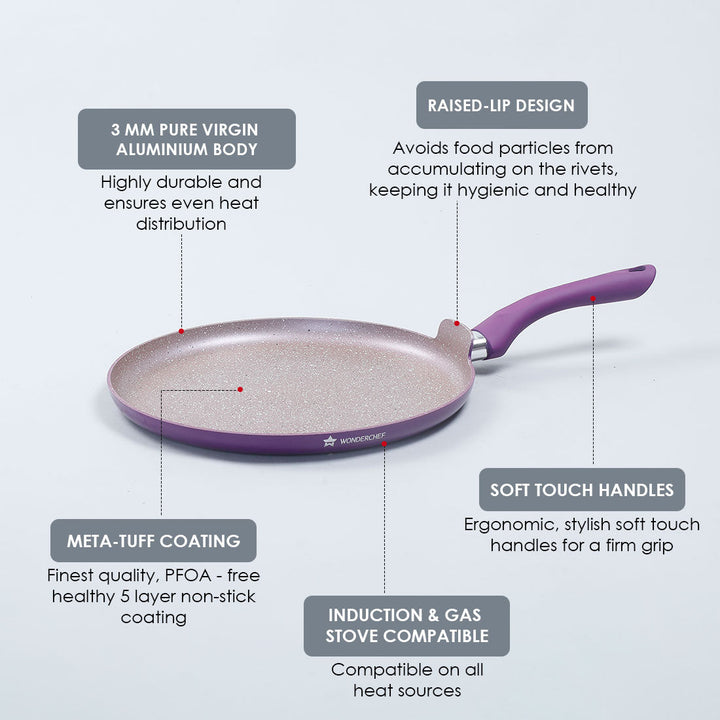 Wonderchef Renewed Royal Velvet 24cm Non-Stick Dosa Tawa