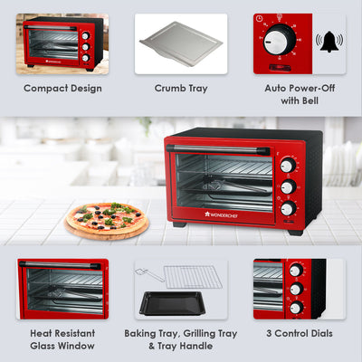 Wonderchef Renewed Oven Toaster Griller (OTG) Crimson Edge - 19 Litres  Auto-shut Off