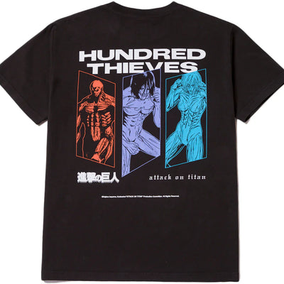 100 Thieves x Attack on Titan 3 Titans T-shirt Black