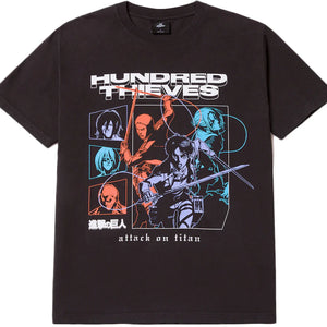 100 Thieves x Attack on Titan 3 Titans T-shirt Black