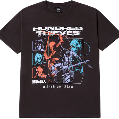 100 Thieves x Attack on Titan 3 Titans T-shirt Black