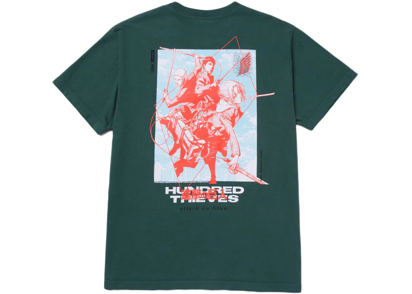 100 Thieves x Attack on Titan R.A.B. T-shirt Green