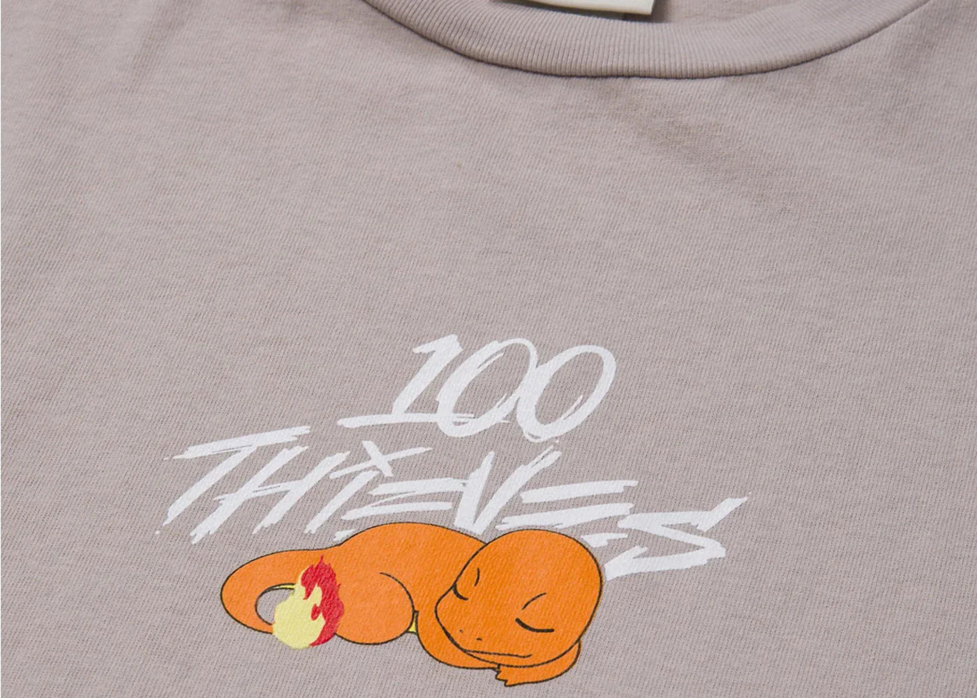 100 Thieves x Pokémon Charmander Core T-shirt Light Grey