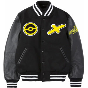 100 Thieves x Pokémon Pikachu Golden Bear Varsity Jacket Black