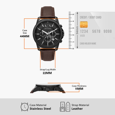 Armani Exchange Chronograph Black Dial Men 22mm