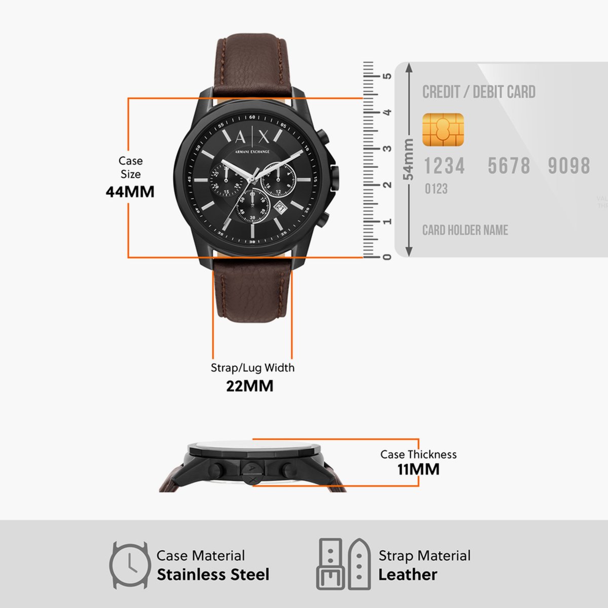Armani Exchange Chronograph Black Dial Men 22mm